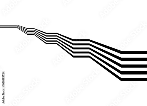 Pattern of straight broken black lines on white background in retro style. logo Design element. degrees Vector background