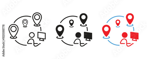 work anywhere icon set vector design