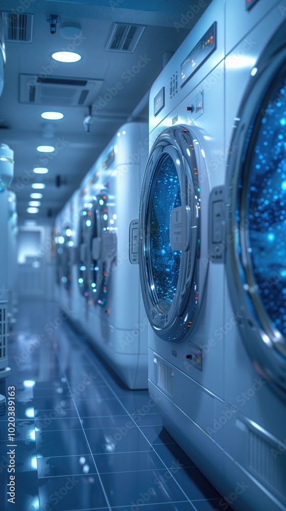 Within a futuristic laundry facility, AI-powered systems analyze vast medical datasets, including imaging and washing histories. The image showcases the transformative impact of AI in laundry, emphasi Within a futuristic laundry facility, AI-powered systems analyze vast medical datasets, including imaging and washing histories. The image showcases the transformative impact of AI in laundry, emphasi