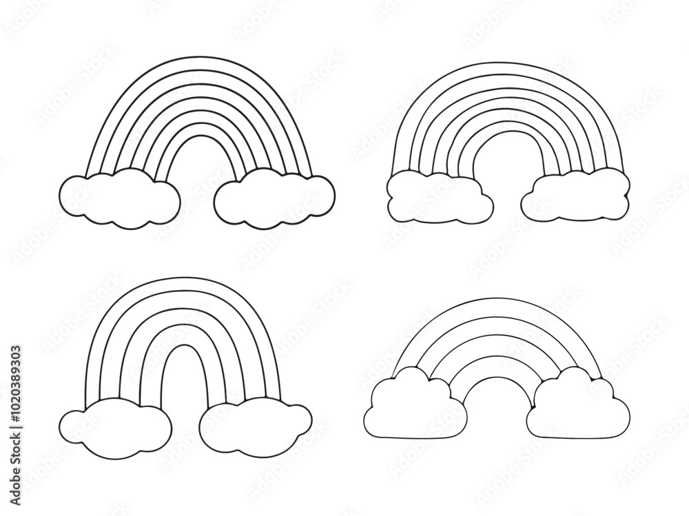 rainbow cartoon outlines vector design illustration rainbow cartoon outlines vector design illustration