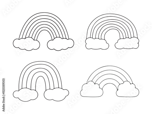 rainbow cartoon outlines vector design illustration