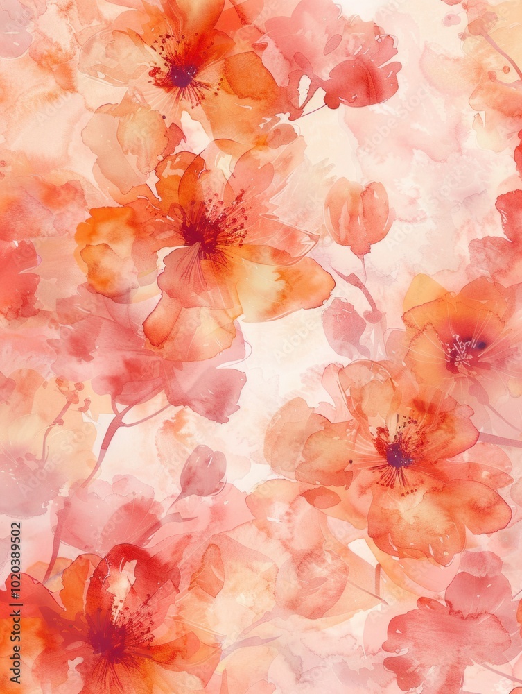 Beautiful watercolor flowers bloom in soft peach and pink tones, capturing the essence of spring's gentle beauty and tranquility. Generative AI Beautiful watercolor flowers bloom in soft peach and pink tones, capturing the essence of spring's gentle beauty and tranquility. Generative AI