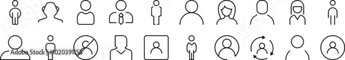 Male and Female User Avatar Collection of Thin Icons. Editable Stroke. Suitable for Web Sites, Books, Cards, Apps