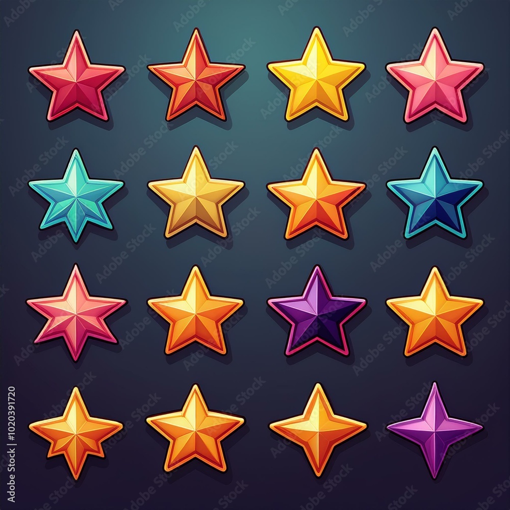 Pixel Art Stars Collection 8-bit Sparkling Stars on Dark Background. Pixel Art Stars Collection 8-bit Sparkling Stars on Dark Background.