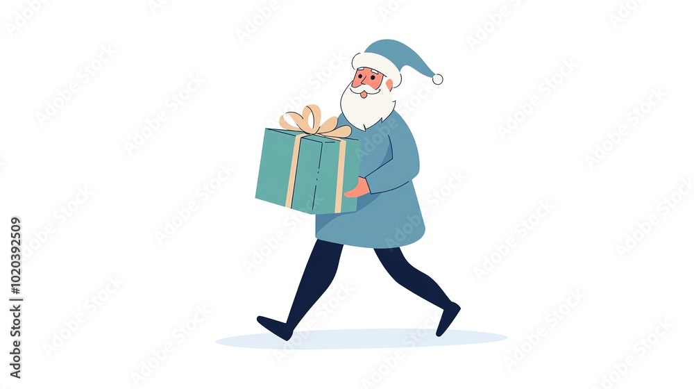 Santa Claus with a Gift Box Vector Illustration, Bringing Joy and Cheer during Christmas, Perfect for Holiday-Themed Designs and Greeting Cards Santa Claus with a Gift Box Vector Illustration, Bringing Joy and Cheer during Christmas, Perfect for Holiday-Themed Designs and Greeting Cards
