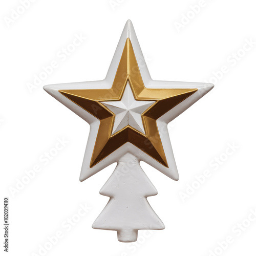 Elegant Gold and White Star Tree Topper Design