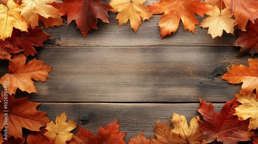 Autumn Sugar Maple Leaves Framing Rustic Wood Background: Sugar maple leaves framing a rustic wood background, creating a warm and seasonal design. Autumn Sugar Maple Leaves Framing Rustic Wood Background: Sugar maple leaves framing a rustic wood background, creating a warm and seasonal design.