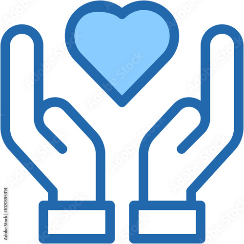 Vector Icon Heart, Donation, Hand Heart, Love, Pray, Caregiver, Sympathy