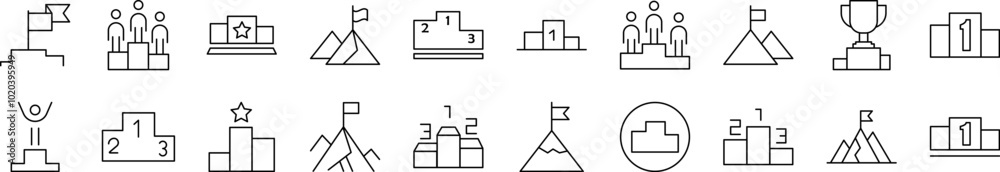 Winner and Pedestal Related Line Icons for Web Sites, Books, Cards, Apps. Editable Stroke. Suitable for Web Sites, Books, Cards, Apps Winner and Pedestal Related Line Icons for Web Sites, Books, Cards, Apps. Editable Stroke. Suitable for Web Sites, Books, Cards, Apps