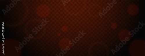 Abstract red bokeh light effect with glowing particles on transparent background. Blurred circles in dark atmosphere photo