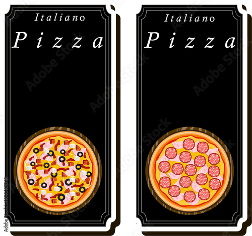 Illustration on theme big hot tasty pizza to pizzeria menu
