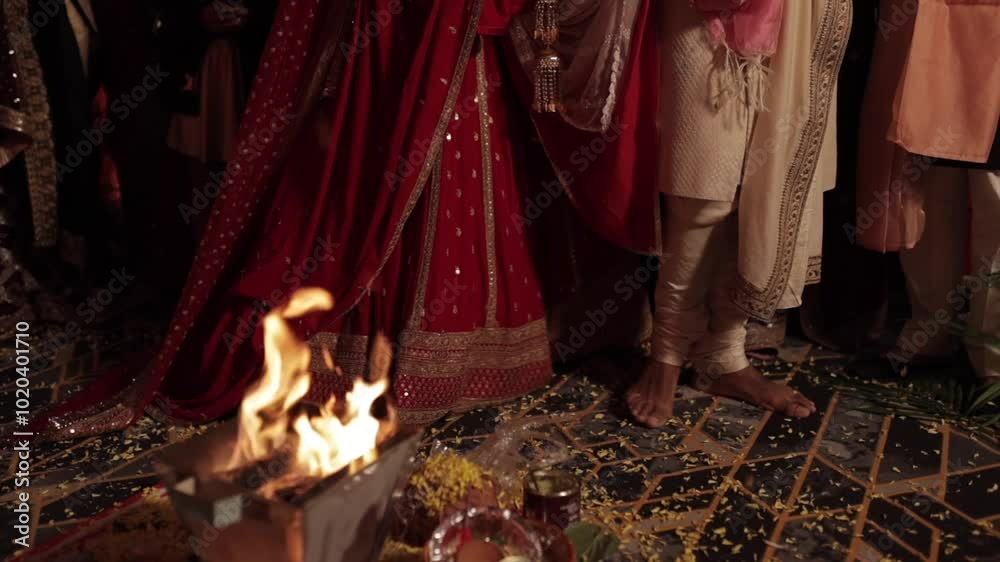 A shot of an Indian Wedding where rituals are being performed in India A shot of an Indian Wedding where rituals are being performed in India