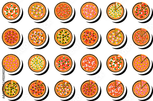 Illustration on theme big hot tasty pizza to pizzeria menu