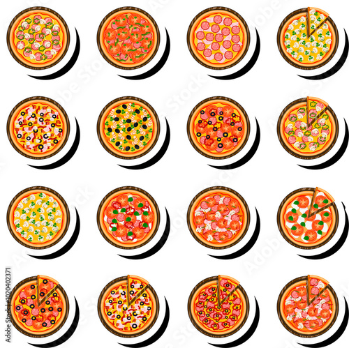 Illustration on theme big hot tasty pizza to pizzeria menu