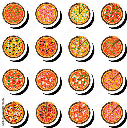 Illustration on theme big hot tasty pizza to pizzeria menu