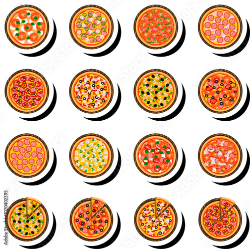 Illustration on theme big hot tasty pizza to pizzeria menu