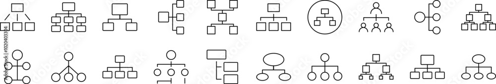 Mind Map or Hierarchy Simple Isolated Line Icons Collection. Editable Stroke. Suitable for Web Sites, Books, Cards, Apps Mind Map or Hierarchy Simple Isolated Line Icons Collection. Editable Stroke. Suitable for Web Sites, Books, Cards, Apps