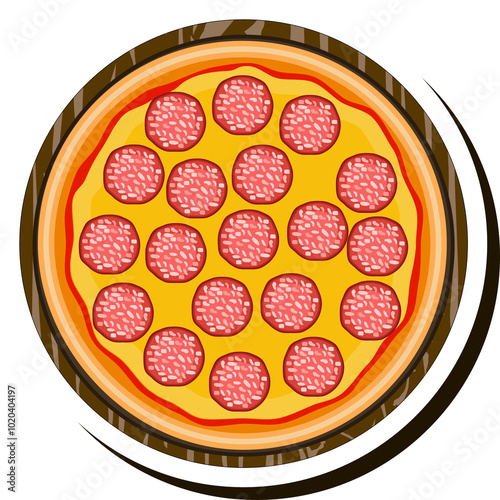 Illustration on theme big hot tasty pizza to pizzeria menu