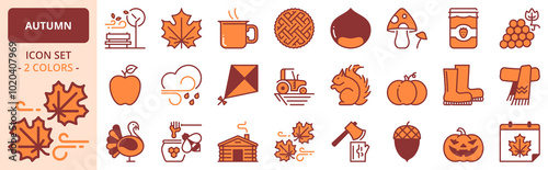 Icons about autumn.  Season concept