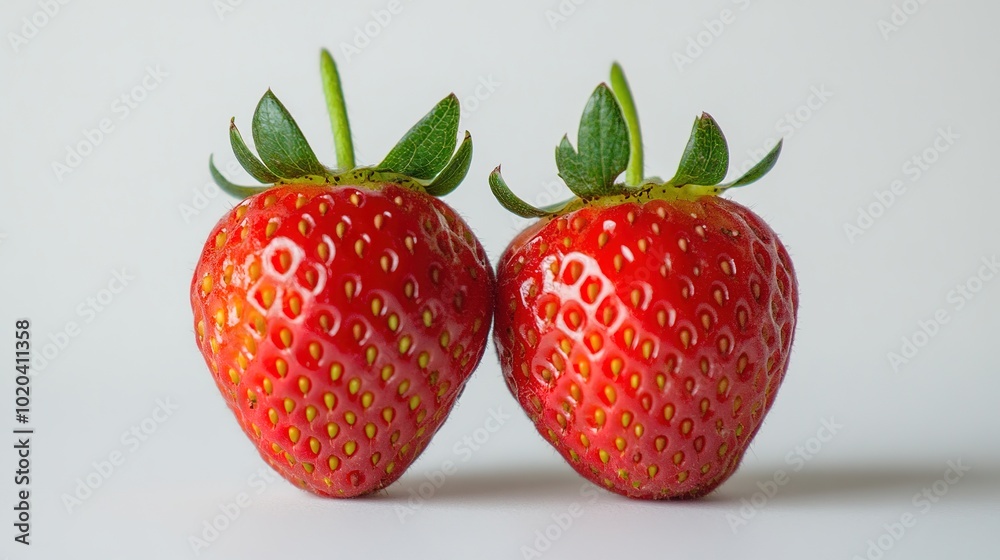 Fresh and Juicy Strawberry on a Clean White Background, Showcasing the Bright Red Color and Natural Texture for Culinary and Food Photography Fresh and Juicy Strawberry on a Clean White Background, Showcasing the Bright Red Color and Natural Texture for Culinary and Food Photography