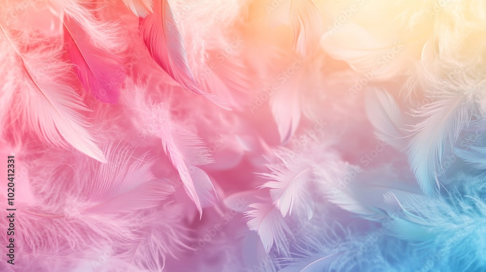 Soft and Delicate Pink, White, and Blue Feathers Soft and Delicate Pink, White, and Blue Feathers
