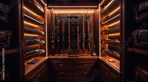 Wardrobe for weapons. safe storage of guns photo