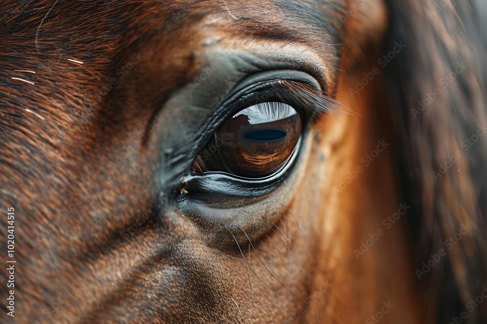 A close-up of a horse's eye, showcasing its deep brown hue and reflective qualities, emphasizing the beauty and depth of equine features. A close-up of a horse's eye, showcasing its deep brown hue and reflective qualities, emphasizing the beauty and depth of equine features.