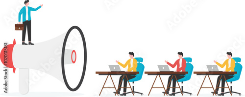 Loud loudspeaker noise urges employees to hurry to work

