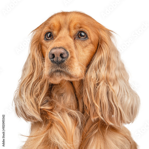Quadro su tela Portrait of a English cocker spaniel isolated on white background