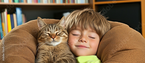 child Sleep with cat