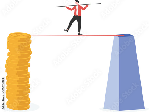 Take the risk, take the wire rope to the other side of the cliff and pick up the gold coins

