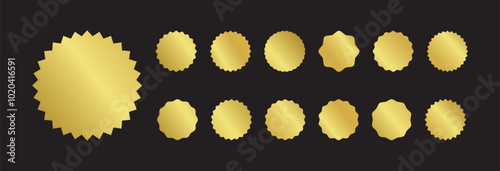 set of gold black starburst badges icon vector design illustration