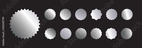 set of silver starburst badges icon vector design illustration