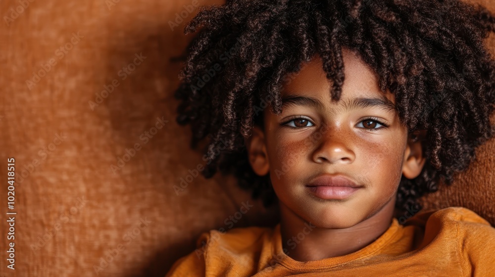 A young boy with curly hair looks directly at the camera with a deep introspective gaze, capturing a moment of childhood innocence and thoughtful reflection. A young boy with curly hair looks directly at the camera with a deep introspective gaze, capturing a moment of childhood innocence and thoughtful reflection.