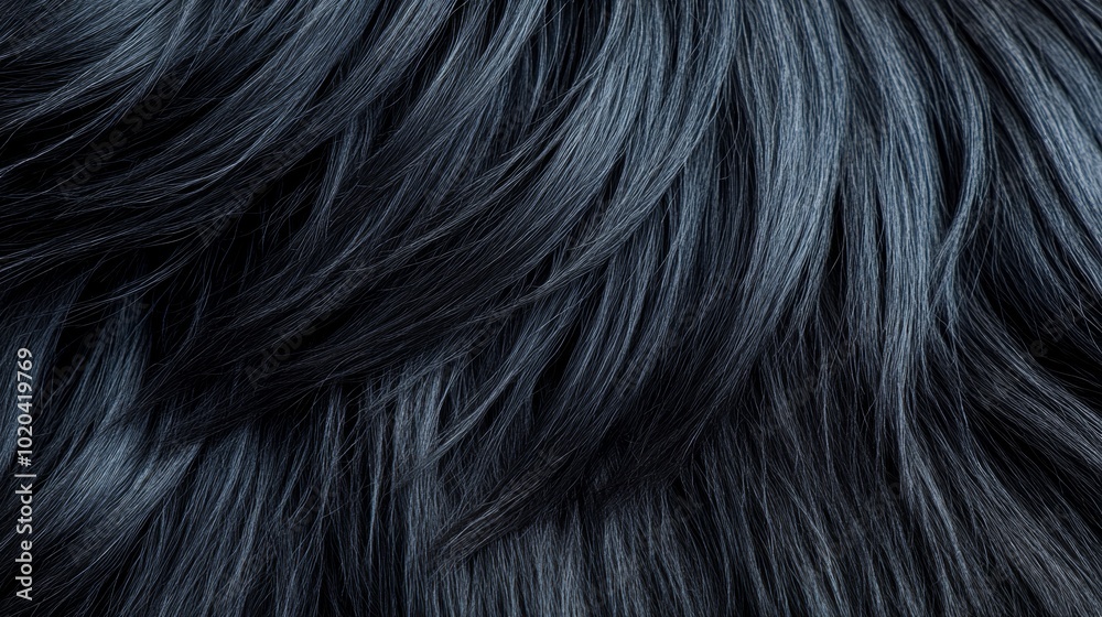 Naklejka premium Dark and Stormy A Close Up of Textured Black Fur, Ideal for Backgrounds and Design Elements