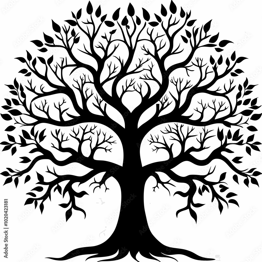 Obraz premium silver-oak-tree-silhouette
