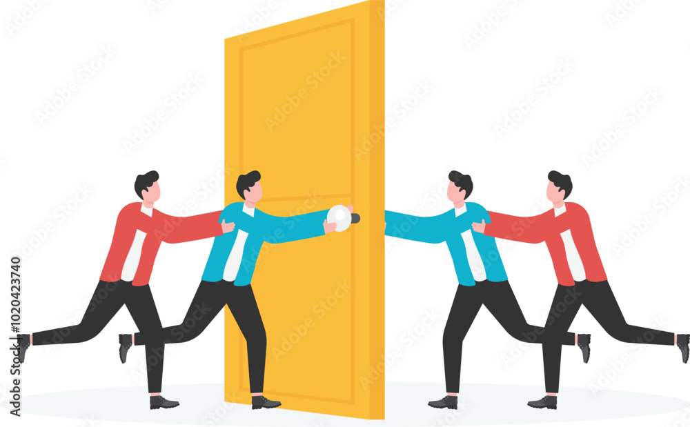 Competition, the people outside the door and the inside of the door against each other
Competition, the people outside the door and the inside of the door against each other