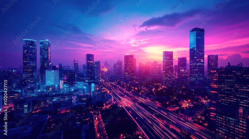 Fototapeta premium The Urban Skyline at Sunset