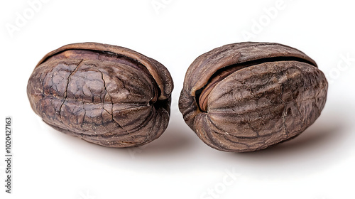 Shelled Pecans Isolated on White Background photo