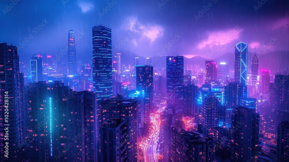 The Neon Cityscape at Night The Neon Cityscape at Night