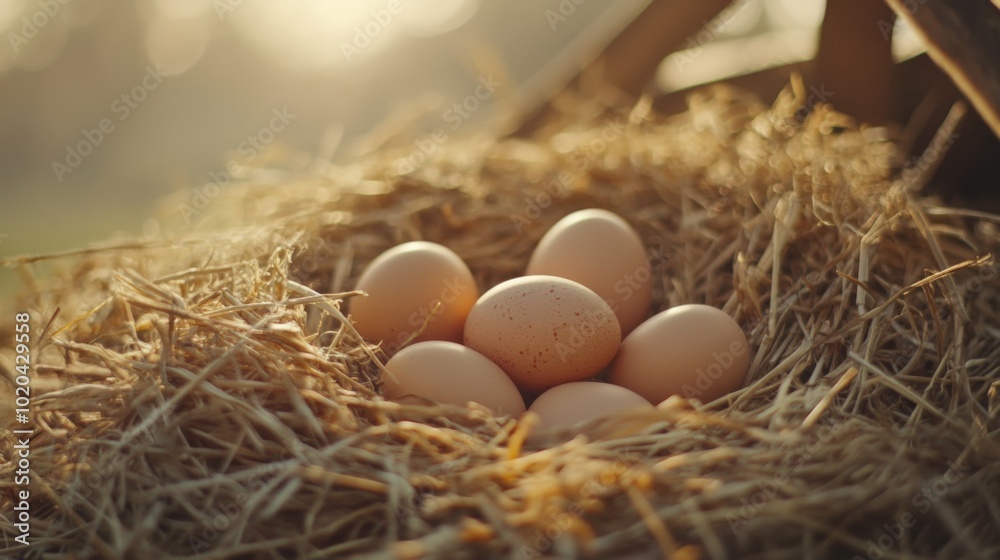 eggs lay on straw. eggs lay on straw.
