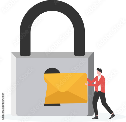Email encryption concept, Secure, encrypted messages, emails, Internet data protection. Email encryption set flat vector modern illustration

