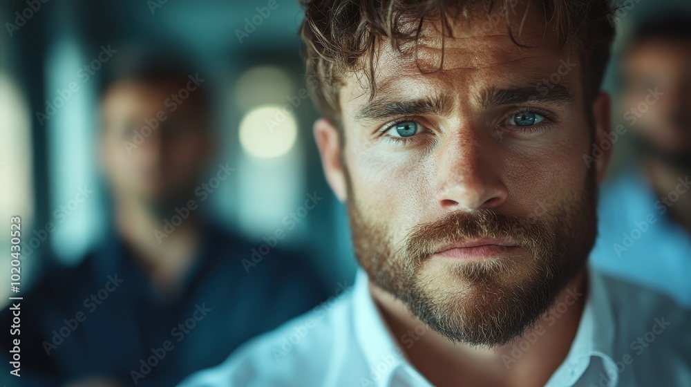 A sharp image of a bearded man with striking eyes in the foreground, set against a blurred backdrop of people, portraying intensity and focus in a social setting. A sharp image of a bearded man with striking eyes in the foreground, set against a blurred backdrop of people, portraying intensity and focus in a social setting.