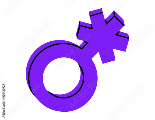 Hand drawn cute cartoon illustration of genderqueer sign. Flat vector genderfluid or non-binary symbol sticker doodle. Struggle for rights and equality icon or print. LGBTQ pride. Isolated.