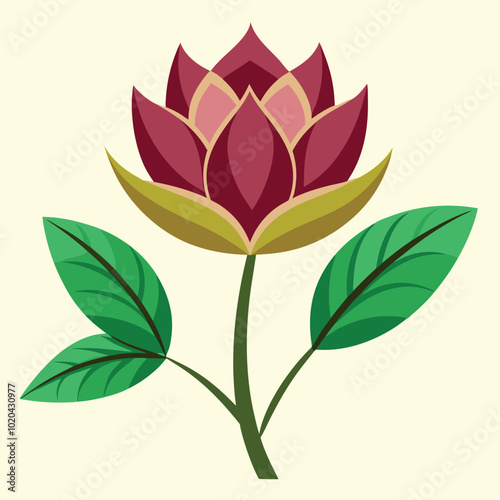 drawing flower with leaves of trees vector art and Adobe Illustrator Artwork