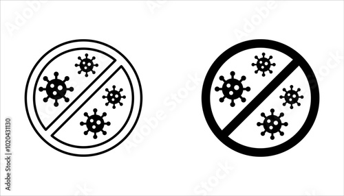 No virus icon. Thin linear no virus outline icon isolated on white background