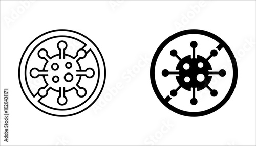 No virus icon. Thin linear no virus outline icon isolated on white background