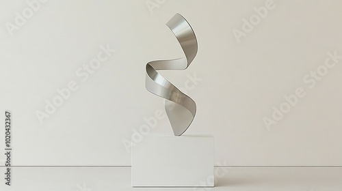 Unique antique sculpture resembling metal shapes on a clean white background. The sculpture has gentle curves with slight reflections to give it depth and texture