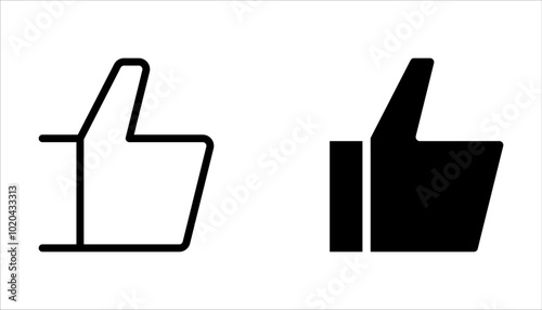 Thumb-up icon set. It includes like, favorite, Editable Vector Stroke on white background