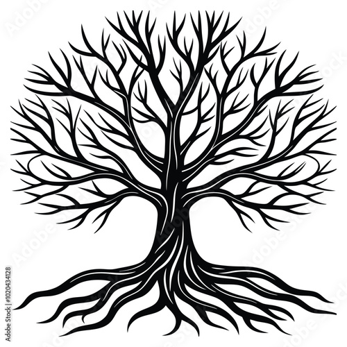 tree vector art with tree roots Silhouette vector and Adobe Illustrator Artwork